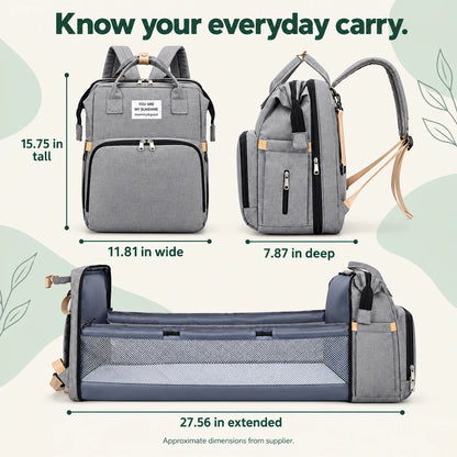 Supplier measurements: backpack 15.75 inches tall, 11.81 inches wide and 7.87 inches deep; extended section 27.56 inches. Approximate dimensions.